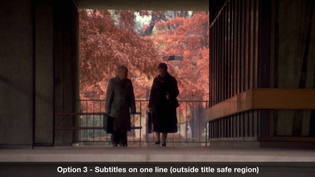 Web & multimedia example of using subtitling on one line outside the title safe area