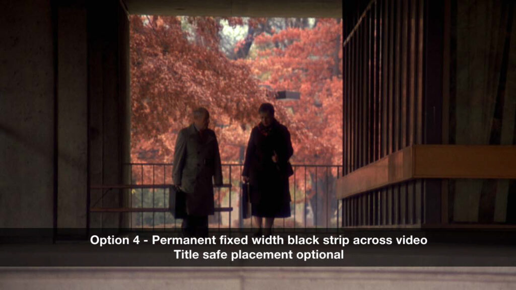 Subtitles shown in a dark box that fits the width of the screen