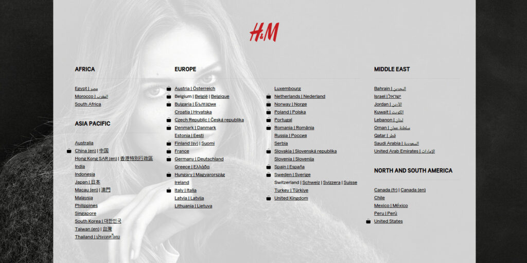 h&m worldwide distribution