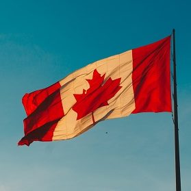 Canadian flag, representing English in Canadian accent history