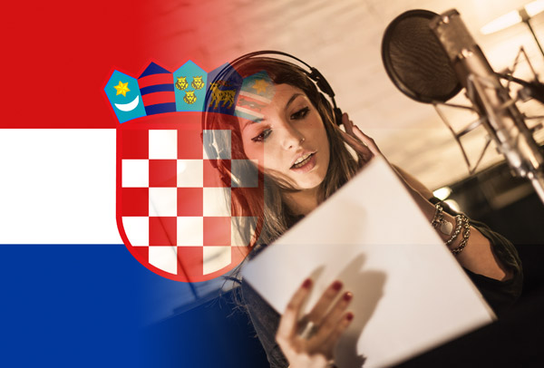 Croatian flag merged with voice-over artist recording script