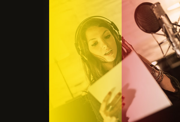 Belgian flag merged with Flemish voice-over artist