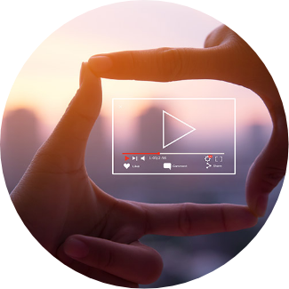 Two hands surrounding a Video for translation