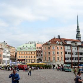 Dome Square, Riga, representing Latvian voice-over talent history