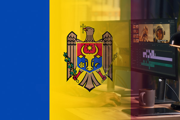 Moldovan flag merged with editing video subtitles