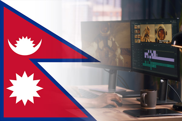 Nepalese flag merged with editing video subtitles