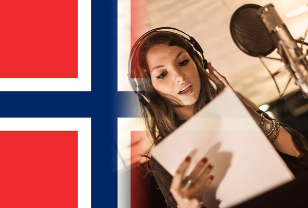 Norwegian flag merged with voice-over artist recording script