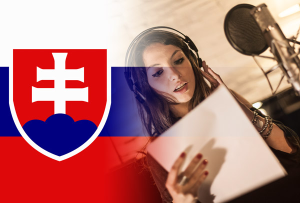 Slovak flag representing voice-over artist recording script