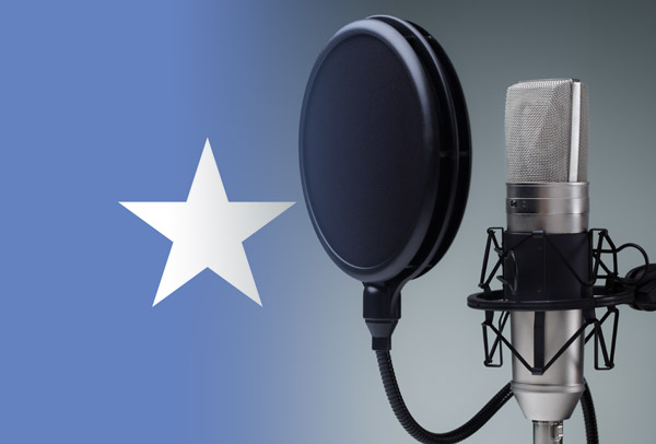 Somali flag merged with voice-over recording studio