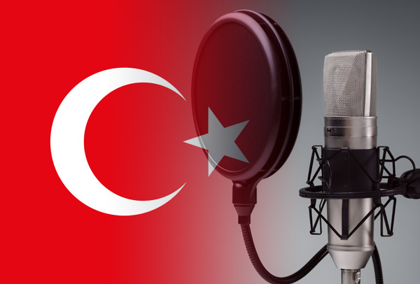 Turkish flag merged with voice-over recording studio