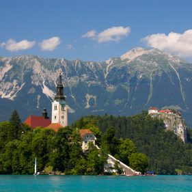 Lake Bled, representing Slovenian subtitling language history