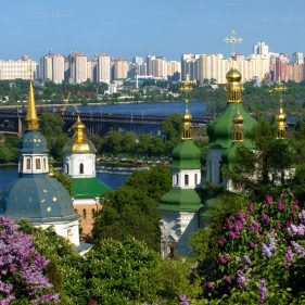 St. Michael's Vydubytsky, representing Ukrainian subtitling language history