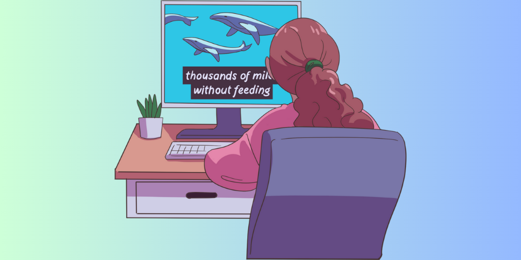 Woman watching a video with subtitles